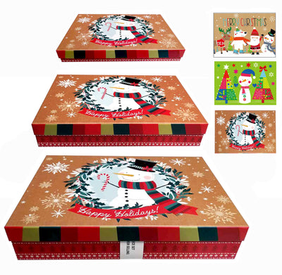 Nested gift boxes, 3pk. Assorted Christmas designs, Case Pack of 36 , Ideal for Bulk Buyers