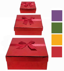 Deluxe Solid Colors Nest Gift Boxes, 3pk, Red, Green, Gold & Purple, Case Pack of 48, Ideal for Bulk Buyers