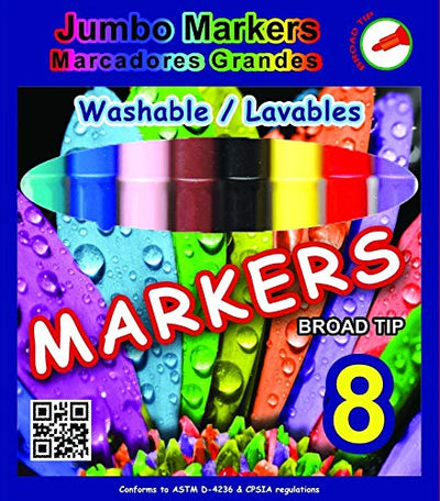AUKSales Jumbo Water Color Marker 8 Ct, in a Window Box (2 Inners of 24), Case Pack of 48,