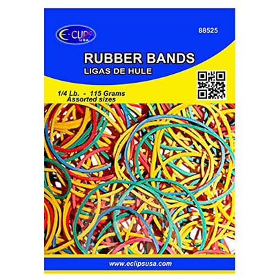 Rubber Bands, 1/4 lbs, Assorted Sizes & Assorted Colors (3 Inners of 24), Case Pack of 72,