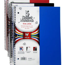 TOPS Poly 5 subject 11 x 9 notebook, WR, 180 sheets, Case Pack of 12, Ideal for Bulk Buyers