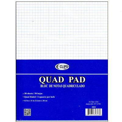 Legal pad, 8.5 x 11", 50 sheets. Graph ruled (4 squares per inch), Case Pack of 48, Ideal for Bulk Buyers