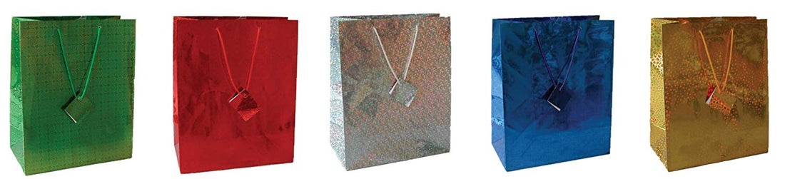Holographic Design Gift Bags, Asst. Colors, Giant, Case Pack of 72, Ideal for Bulk Buyers