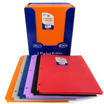 Poly Folder, 2 Pocket, Fancy Design, Assorted Colors, 3 Holes, Case Pack of 48, Ideal for Bulk Buyers