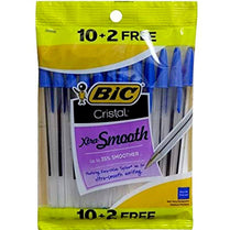 BIC Pens, Cristal barrel, Blue Ink, 12+2 pack, Case Pack of 144, Ideal for Bulk Buyers