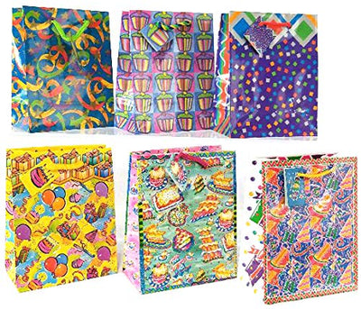 Birthday Gift Bags - 6 Asst. Designs - Small, Case Pack of 144, Ideal for Bulk Buyers