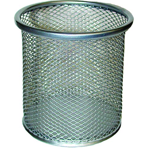 Metal Desk Top Pen & Pencil Holder, Silver Metal, Case Pack of 48, Ideal for Bulk Buyers