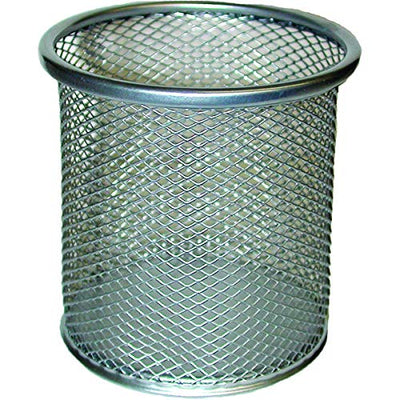 Metal Desk Top Pen & Pencil Holder, Silver Metal, Case Pack of 48, Ideal for Bulk Buyers
