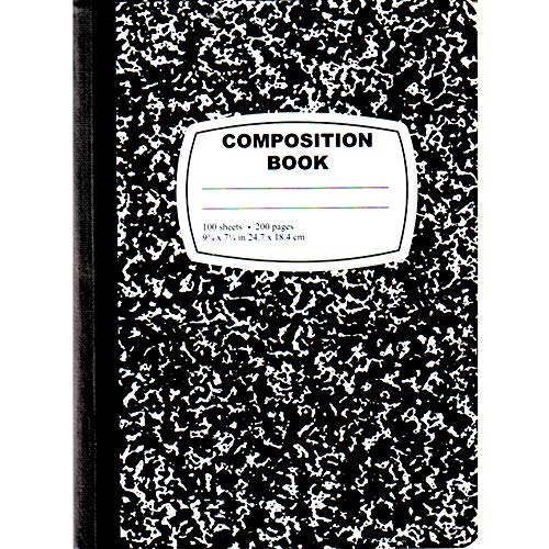Marble Composition Notebook, 100 Sheets, Wide Ruled, Black, Case Pack of 48, Ideal for Bulk Buyers
