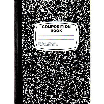 Marble Composition Notebook, 100 Sheets, Wide Ruled, Black, Case Pack of 48, Ideal for Bulk Buyers