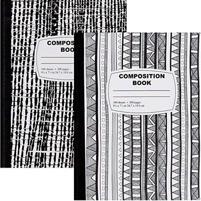 Stripes & Checkers Black/White Composition Notebook - 100 sheets, Case Pack of 48, Ideal for Bulk Buyers