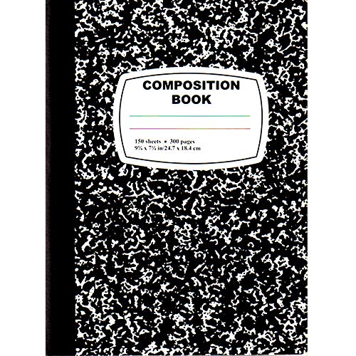 Composition Notebook, 150 sheets, Black, Case Pack of 36, Ideal for Bulk Buyers