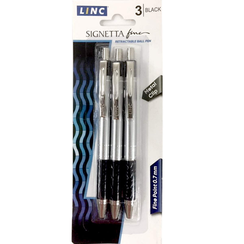 Signetta Fine Click Pen, 3pk. Black, Case Pack of 48, Ideal for Bulk Buyers