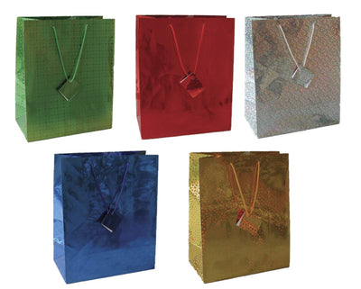 Holographic Design Gift Bags, Asst Colors, Large, Case Pack of 108, Ideal for Bulk Buyers