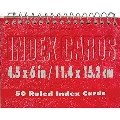 Spiral index cards, 4"x 6", 50 pk, White, Ruled, Case Pack of 72, Ideal for Bulk Buyers