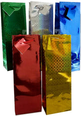 Holographic Design Gift Bags, Asst. Colors, Bottle, Case Pack of 96, Ideal for Bulk Buyers