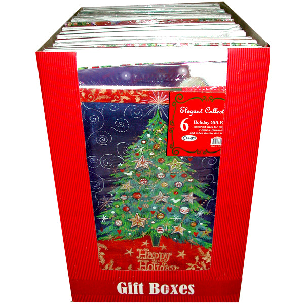 Christmas Gift Boxes ,6 pk, Asst Sizes , Case Pack of 20, Ideal for Bulk Buyers