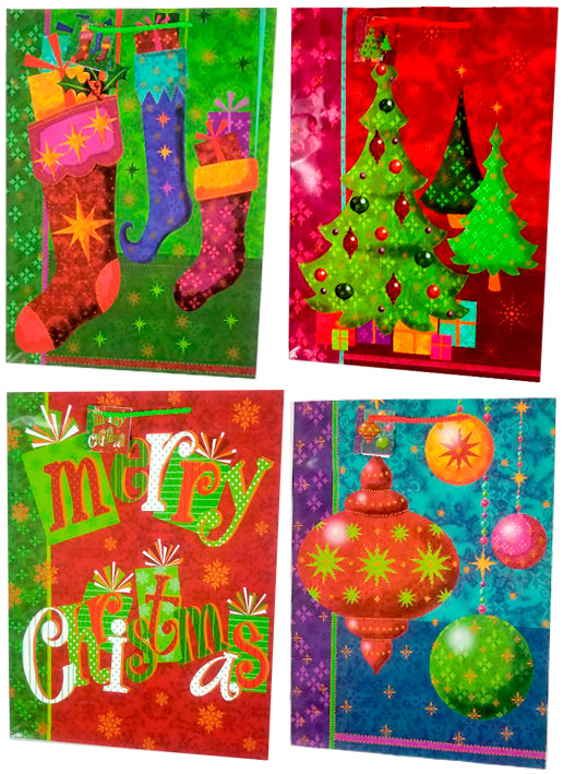 Christmas Extra-Large Glossy Bag, Case Pack of 128, Ideal for Bulk Buyers
