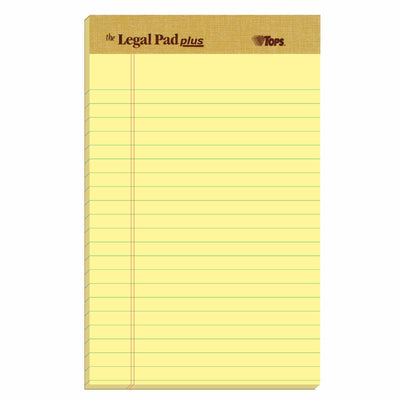 TOPS Canary Legal Pad Heavy Back Board, 5"x 8", 50 sheets, Case Pack of 144, Ideal for Bulk Buyers