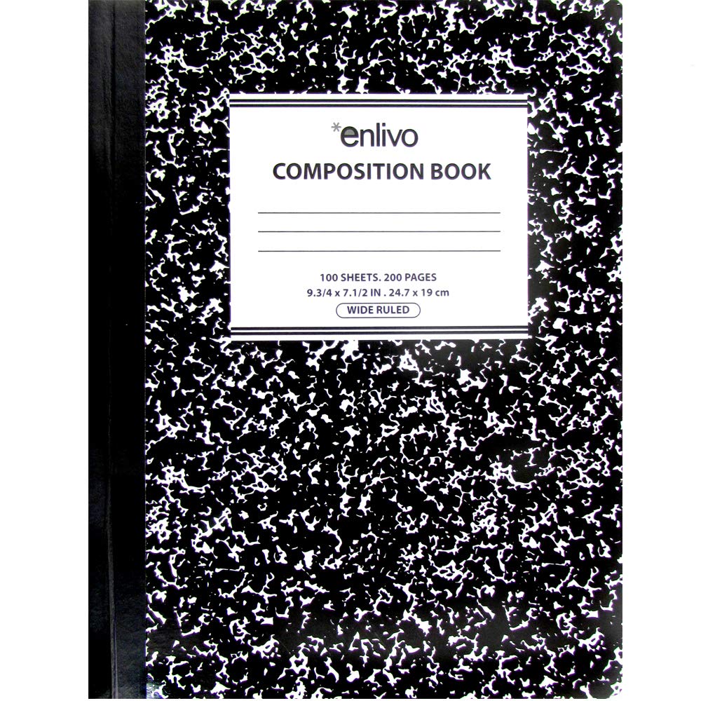 Premium composition notebook, 100 sheets, Black, Case Pack of 48, Ideal for Bulk Buyers