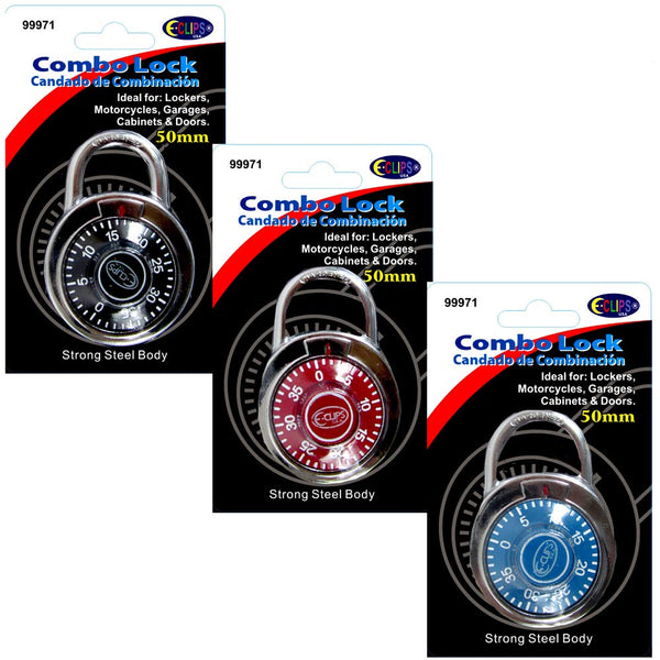 Combination Lock, Asst. Colors, Case Pack of 48, Ideal for Bulk Buyers