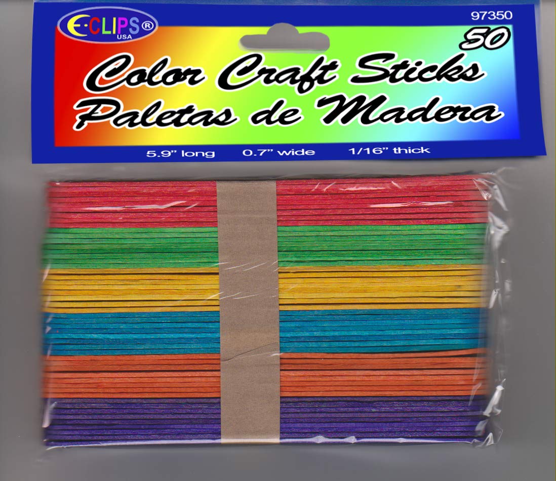 Craft Sticks, Jumbo (5.9" Long), asst. Colors, 50 pcs, Case Pack of 48, Ideal for Bulk Buyers