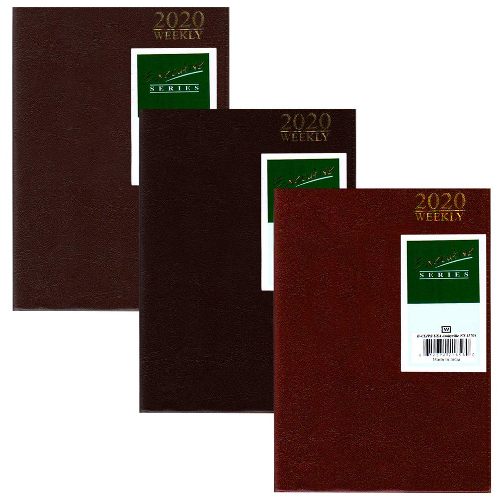 2020 Weekly Planner, 5"x 8", Black, Burgundy Brown, Case Pack of 48, Ideal for Bulk Buyers