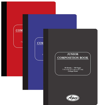 Junior Composition Notebook - Assorted Colors 80 Sheets, College Ruled, Case Pack of 48, Ideal for Bulk Buyers