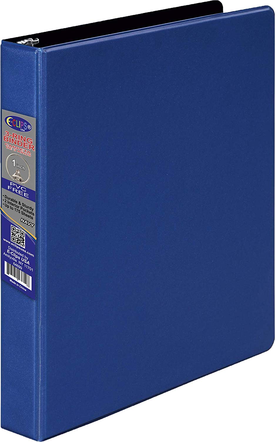Vinyl Binder, 1", 2 Pockets, Navy, Case Pack of 24, Ideal for Bulk Buyers