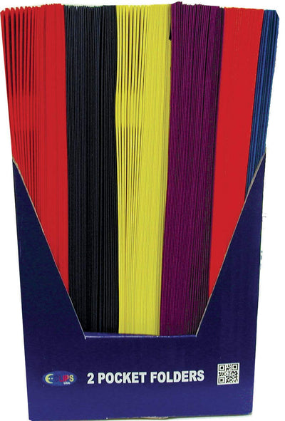 E-Clips Laminated Folders - Asst Colors - 3 No Holes/Display, Case Pack of 100, Ideal for Bulk Buyers