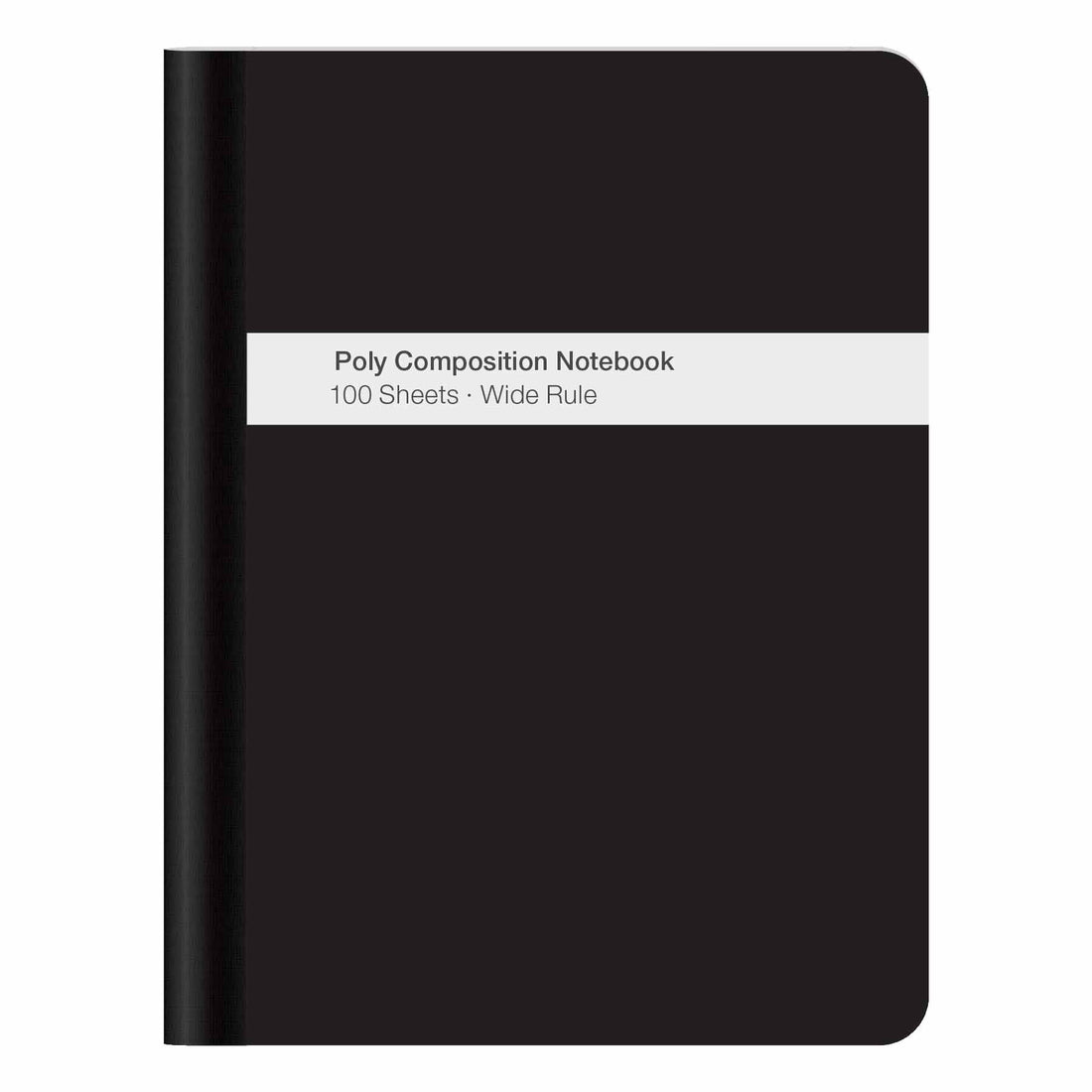 TOPS Poly Cover Notebook, 100 sheets, 9.75" x 7.5", Black, Wide Ruled, Case Pack of 12, Ideal for Bulk Buyers.