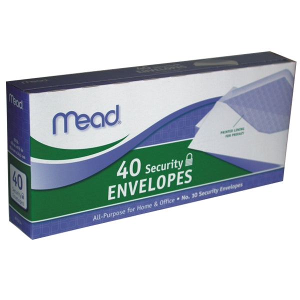 Mead Security Envelopes #10, White, 40ct, Case Pack of 24, Ideal for Bulk Buyers