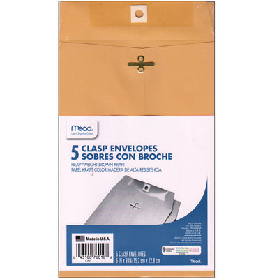 MEAD Clasp Envelopes, 6"x 9", 5 pk, Case Pack of 48, Ideal for Bulk Buyers