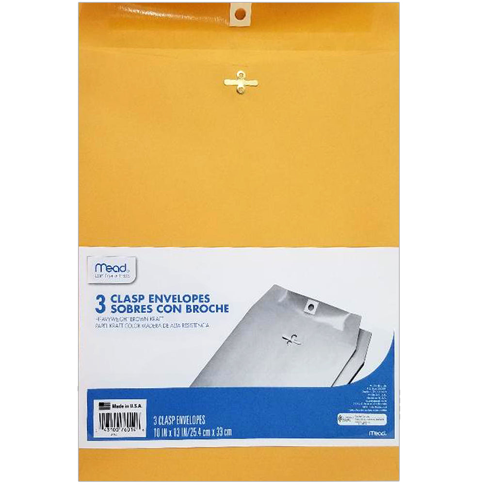 MEAD Clasp Envelopes, 10"x 13", 3 Pk, Case Pack of 48, Ideal for Bulk Buyers