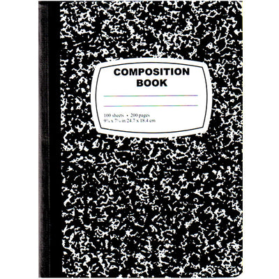 Marble Black/White Composition Notebook Wide Ruled, 100 Sheets, Case Pack of 48, Ideal for Bulk Buyers, Retailers & Wholesalers