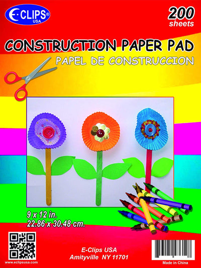 AUKSales Construction Paper Pack, 9"x 12", 200 Sheets, Shrink Wrapped , Case Pack of 12 , Ideal for Bulk Buyers