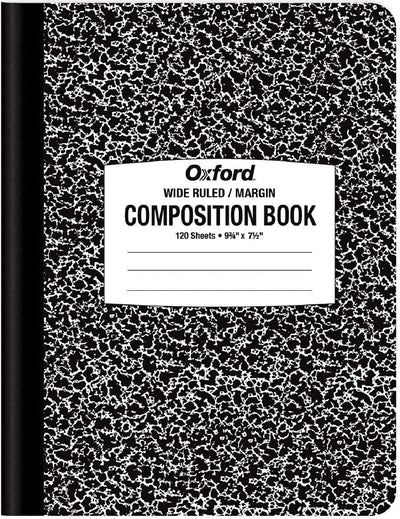 Composition Notebook 9-3/4" x 7-1/2", Wide Ruled/Margin, Marble Cover, 120 Sheets, Case Pack of 12