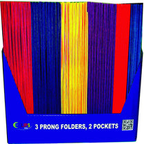 AUKSales 2 Pocket Folders, with Prongs, Asst. Colors, in Display, Case Pack of 100,  Ideal for Bulk Buyers