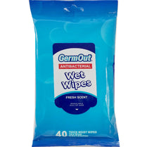 GermOut Wipes, Anti-Bacterial,  40 count, Case Pack of 24 , Ideal for Bulk Buyers