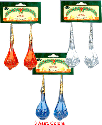 Tear Drop Acrylic Ornament 3pk, Asst Colors, Case Pack of 72 , Ideal for Bulk Buyers
