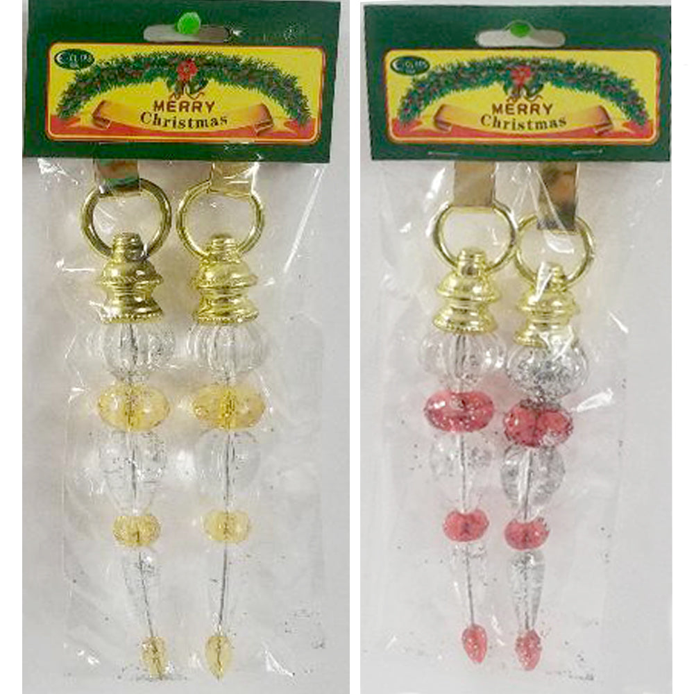 2 Tone Glitter Ornament 6.5″, 2 pk, Asst colors, Case Pack of 72, Ideal for Bulk Buyers