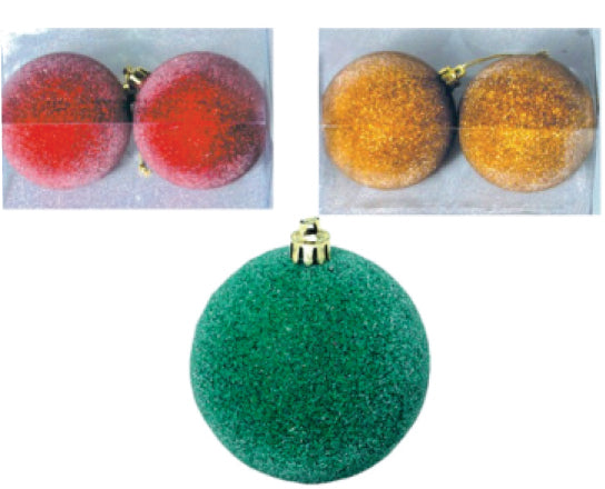Christmas Glitter Balls 8cm, 2pk asst, Case Pack of 60 , Ideal for Bulk Buyers