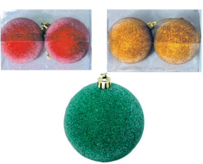 Christmas Glitter Balls 8cm, 2pk asst, Case Pack of 60 , Ideal for Bulk Buyers