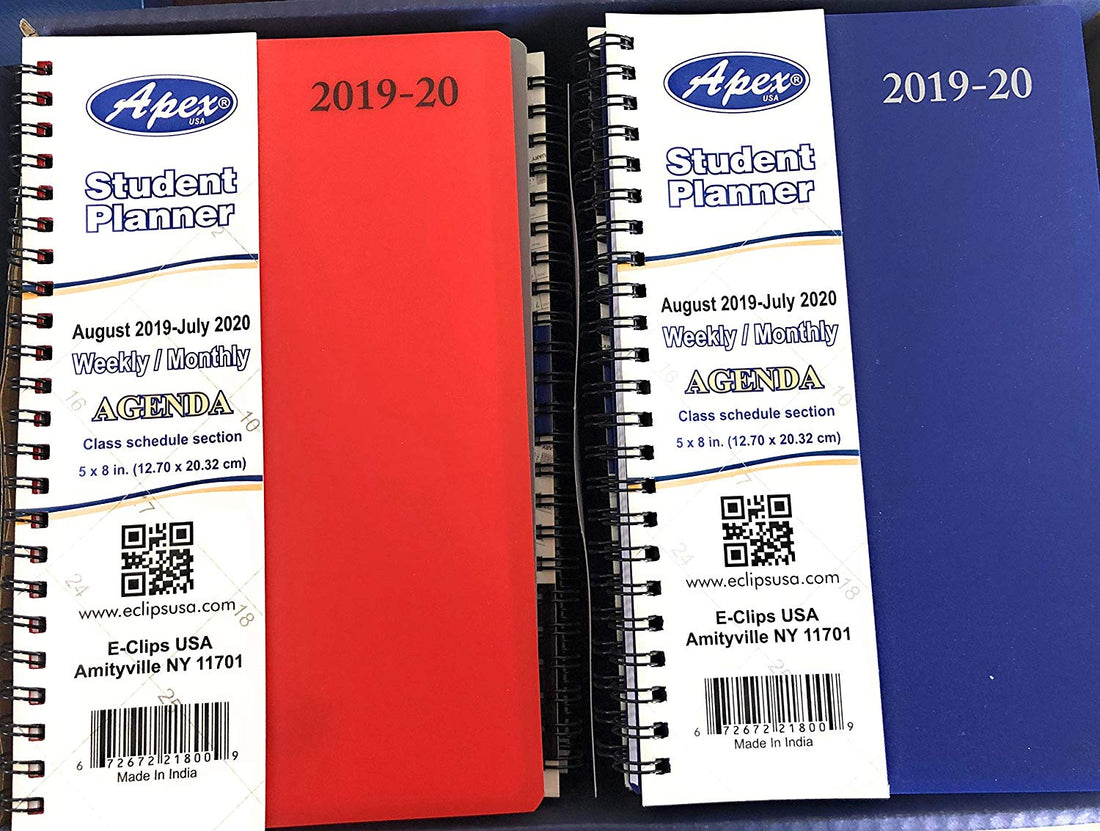 2019-2020 Student Agenda, Double Wire, 5"x 8", Blue, Red, Case Pack of 60, Ideal for Bulk Buyers
