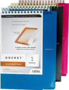 TOPS 'Docket', 11x9, assorted. colors, Graph, 80 sheets, Case Pack of 12, Ideal for Bulk Buyers