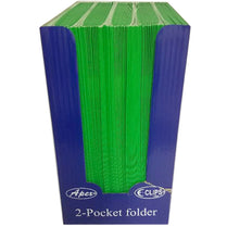 2 Pocket Folders, No Holes, Green, in Display , Case Pack of 100, Ideal for Bulk Buyers