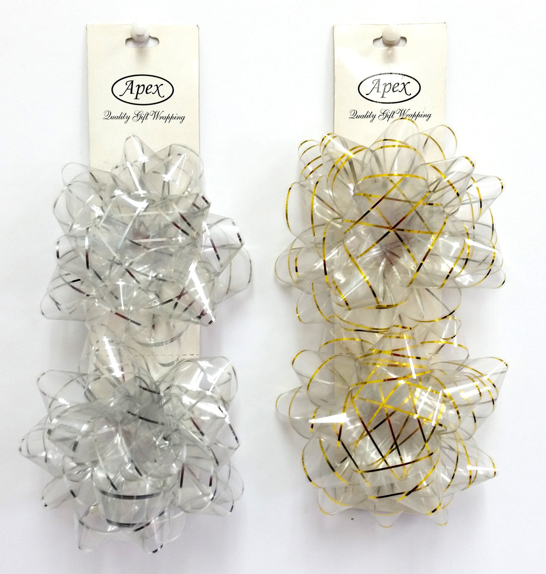 4" Designer rimmed Transparent Bows, 2pk, Asst Colors, Case Pack of 60 , Ideal for Bulk Buyers