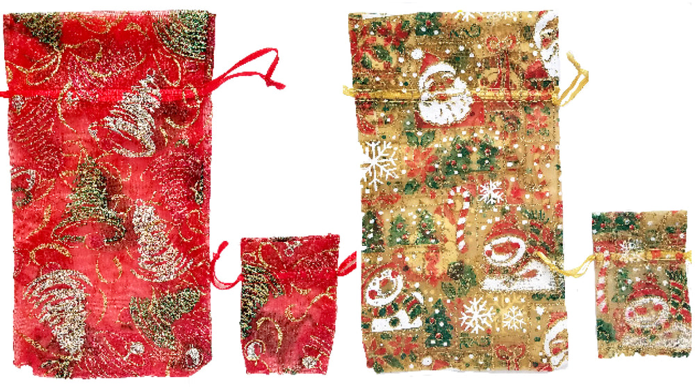 Fancy Christmas glitter gift bag, 2pk , Case Pack of 60 , Ideal for Bulk Buyers