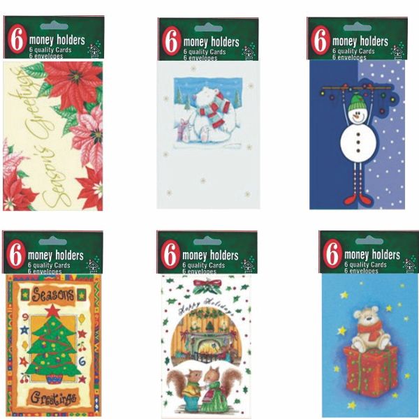 Christmas Money Holder, 6 pack, Case Pack of 60, Ideal for Bulk Buyers