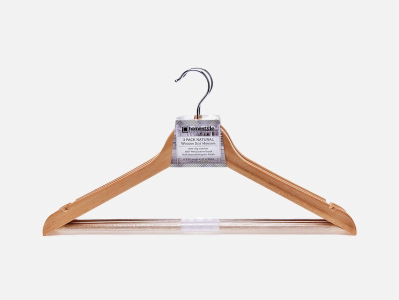5PK WOODEN HANGER NATURAL A GRADE - 24